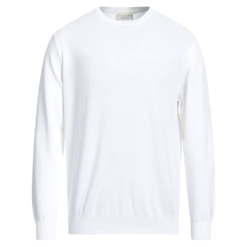 White Textured Celio Pima Cotton Crew Sweater (XL)